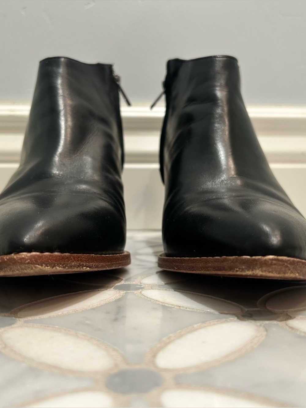 Madewell Western The Charley Boot in Leather Black Almond Toe Zip Up Booties 7.5 - Picture 7 of 14